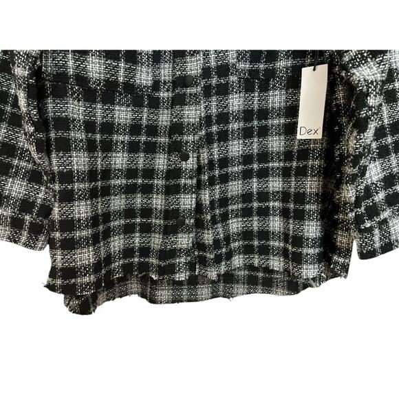 Dex Black and White Plaid Button Up Jacket Shacket Size XL - Picture 7 of 10